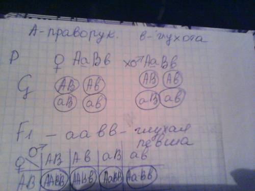 Владение правой рукой-доминантный признак, врожденная глухота рецессивный, в семье правшей с нормаль