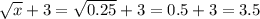 \sqrt{x} +3= \sqrt{0.25}+3=0.5+3=3.5