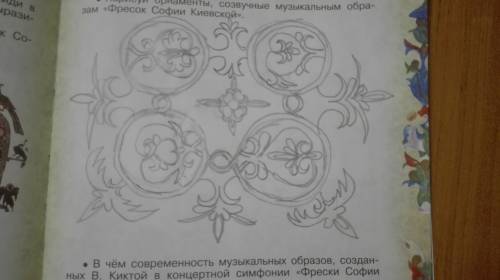 Нарисуй орнаменты, созвучные музыкальным образам фресок софии киевской.
