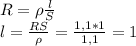 R=\rho \frac{l}{S}\\
l=\frac{RS}{\rho}=\frac{1,1*1}{1,1}=1