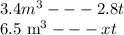 3.4 m^{3}---2.8t

6.5 m^{3} ---xt