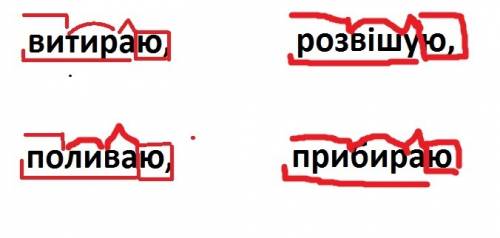 Розібрати за будовою слова витираю,поливаю,розвішую,прибираю