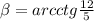 \beta =arcctg
\frac{12}{5}