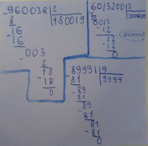 Столбиком 960038: 2,6013200: 3, 89991: 9