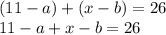 (11-a)+(x-b)=26\\
11-a+x-b=26