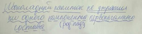 Шоколадный напиток не утратил ни одного компонента первоначального состава. подчеркните его граммати