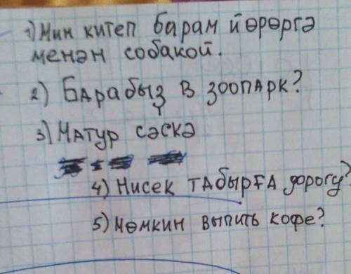 Запишите 5 предложений на башкирском языке