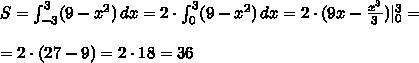 Вычислите площадь фигуры ограниченную линиями y=x^2 y=9 (желательно фотографией)