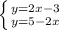 \left \{ {y=2x-3} \atop {y=5-2x}} \right. 
