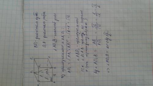 Длина ребра куба abcda1b1c1d1 равна корню из 6. найдите угол между диагональю грани и диагональю куб