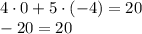 4\cdot0+5\cdot(-4)=20\\
-20=20