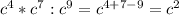 c^4*c^7:c^9=c^{4+7-9}=c^2
