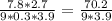 \frac{7.8*2.7}{9*0.3*3.9} = \frac{70.2}{9*3.9} 

