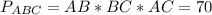 P_{ABC} =AB*BC*AC=70
