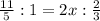 \frac{11}{5}:1=2x: \frac{2}{3} 
