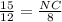 \frac{15}{12} = \frac{NC}{8} 
