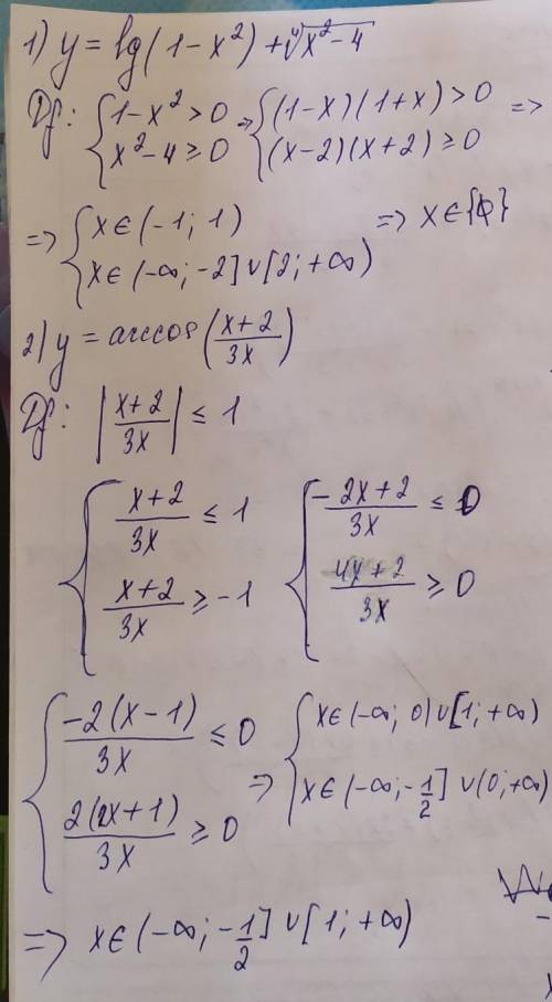 Найти о.о.ф 1) y=lg(1-x^2)+<img src=