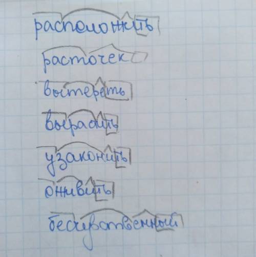 Разберите слова по составу расположить росточек вытереть вырастить узаконить оживить бесчувственный
