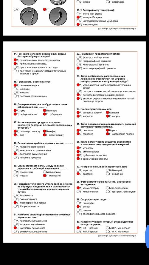 ответы олимпус 7 класс осенняя сессия 2016 биология