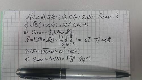 Впервом найти площадь треугольника вершины которого даны