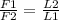 \frac{F1}{F2} =\frac{L2}{L1} 
