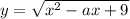 y=\sqrt{x^2-ax+9}