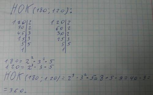 Наименьшее общее кратное чисел 180 и 120
