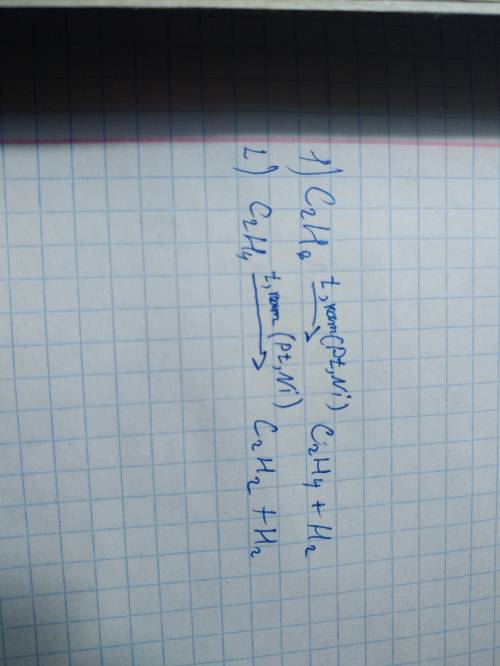 Осуществите цепочку превращений c2h6 → c2h4 → c2h2
