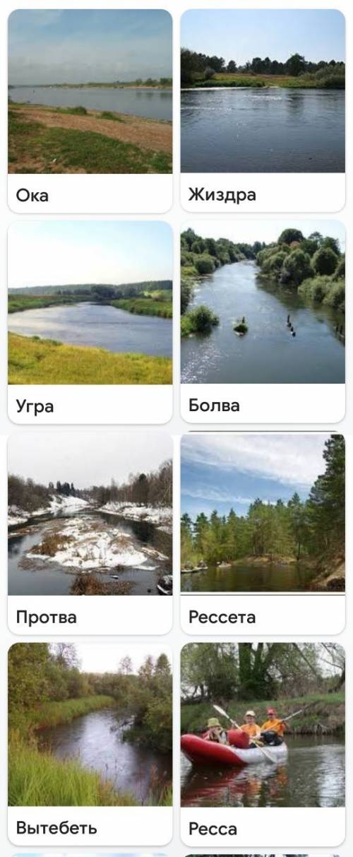 Скажите какие водные объекты в калужской области?