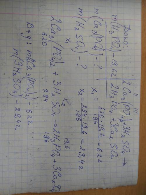 Сколько граммов ca3(po)4 и h2so4 нужно взять, чтобы получить 19,6 г h3po4