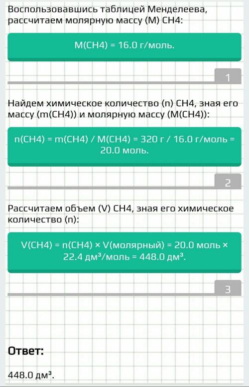 Объём метана ch4 массой 320г при нормальных условиях равен?