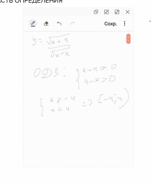 У=√‎х+4/ √‎4-х найдите область определения