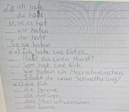 1) исправьте ошибки в спряжении глагола haben: ich hast du haben er, sie, es habe wir hat ihr haben