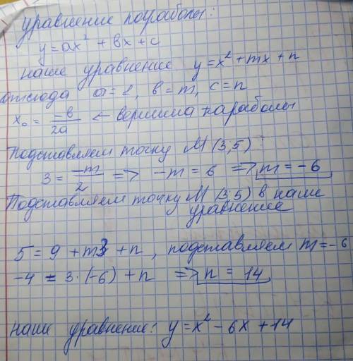 Точка m (3, 5) является вершиной параболы <img src=
