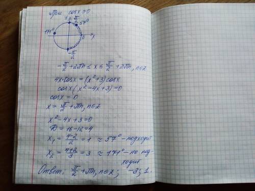 4x |cosx| = (x^2+3) cosx решить уравнение, 41 <img src=