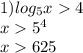 1)log_5x4\\x5^4\\x625