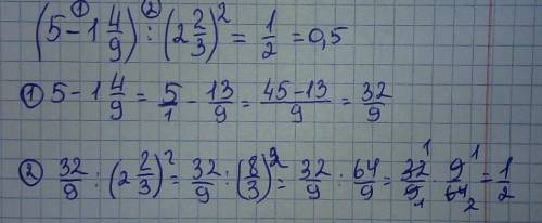 Вычислите (5-1 4/9):(2 2/3)²буду благодарна ​