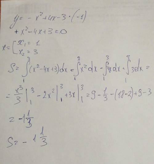 Найдите площадь фигуры, ограниченной осью Ох и параболой у=-х^2+4х-3​