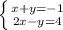 \left \{ {x+y=-1} \atop {2x-y=4}} \right.