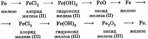 Напишите уравнения реакций для образования железа, железа (II) -оксида, железа (II) -гидроксида желе