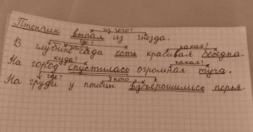 Спиши предложения, подчеркни главные и второстепенные члены предложения . 1 .Птенчик выпал из гнезда