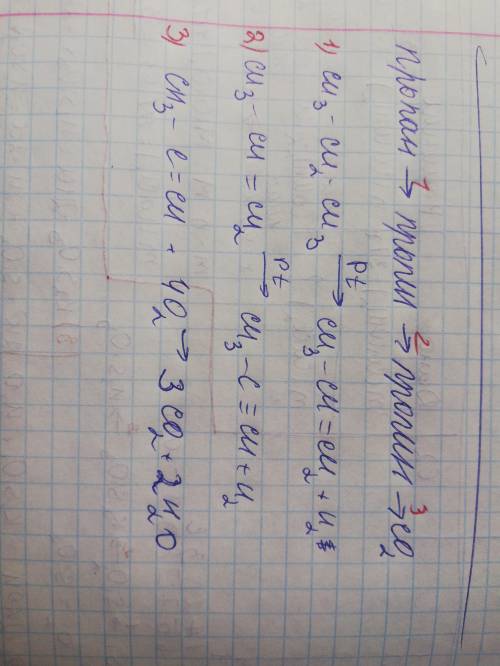 Напишите уравнения реакций:Пропан - пропен - пропин - углекислый газ​
