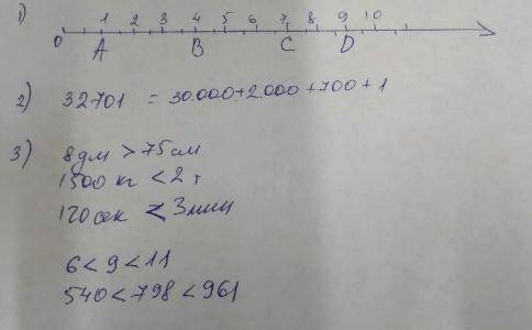 Начертите координатный луч, приняв за единичный отрезок длину двух клеток тетради. На координатном л