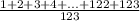 \frac{1 + 2 + 3 + 4 + ... + 122 + 123}{123}