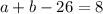 a + b - 26 = 8