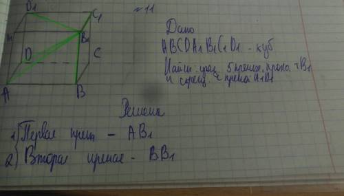 Дан куб ABCDA1B1C1D1. Укажите (в алфавитном порядке) номера пяти прямых, проходящих через точку В1 и