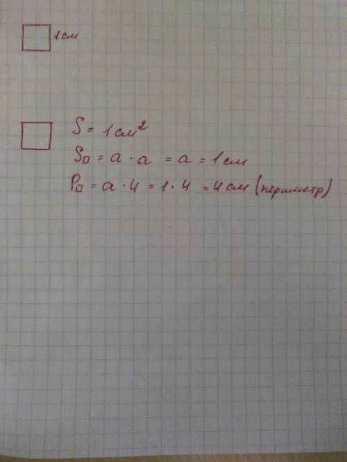 8. Начерти квадрат площадью 1 см2. Вычисли его пери метр.