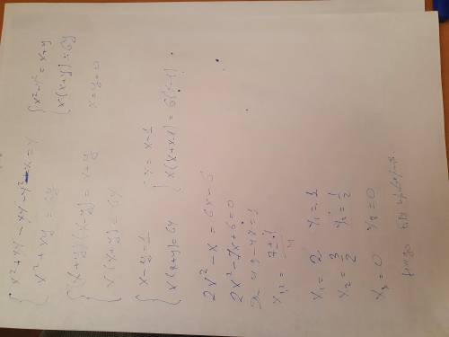 Найти систему уравнений Ху+у^2+х=5у Х^2+Ху=6у