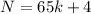 N=65k+4