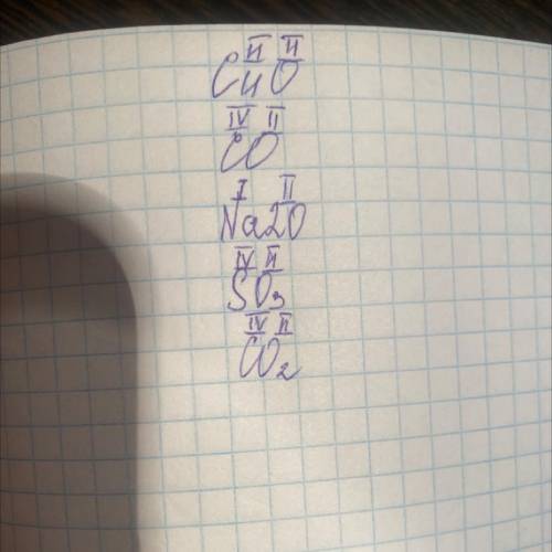 Определите валентность элементов в следующих соединенияхCuO; CO; Na2O; SO3; CO2​